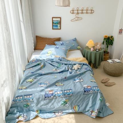 时年家纺 2020新款40支全棉13372喷气羽丝夏被 小汽车