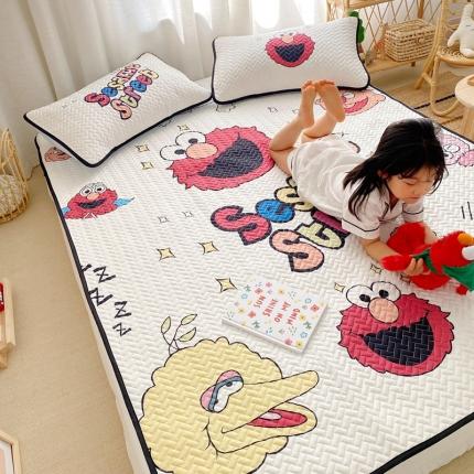 夏季空调软席三件套冰丝软席天丝凉席卡通软床垫子竹席藤席可机洗