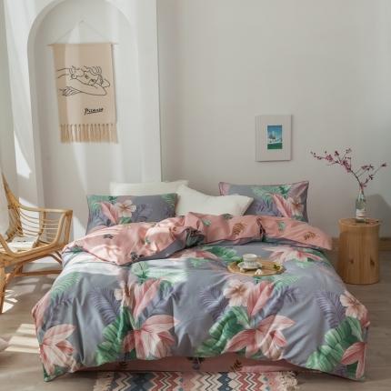 91家纺网 家纺一手货源 找家纺 星期八 2020新款全棉13372浪漫嵌条四件套系列 迷恋-灰