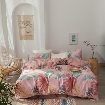 91家纺网 家纺一手货源 找家纺 星期八 2020新款全棉13372浪漫嵌条四件套系列 迷梦-粉