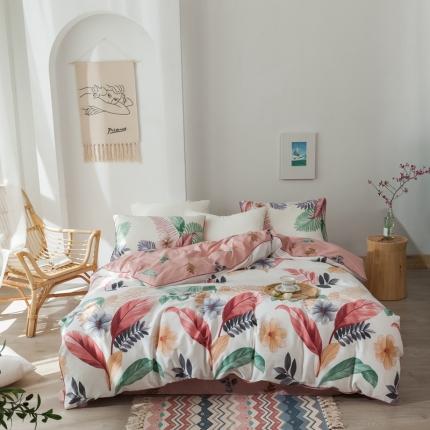 91家纺网 家纺一手货源 找家纺 星期八 2020新款全棉13372浪漫嵌条四件套系列 谜遇