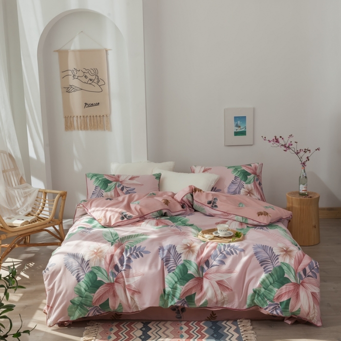 91家纺网 家纺一手货源 找家纺 （总）星期八 2020新款全棉13372浪漫嵌条四件套系列