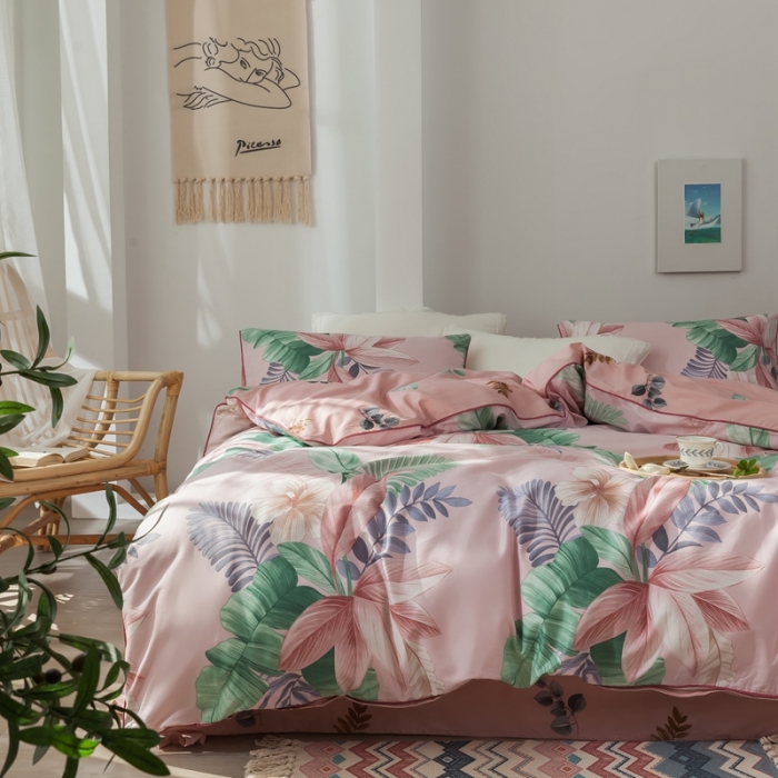 91家纺网 家纺一手货源 找家纺 （总）星期八 2020新款全棉13372浪漫嵌条四件套系列