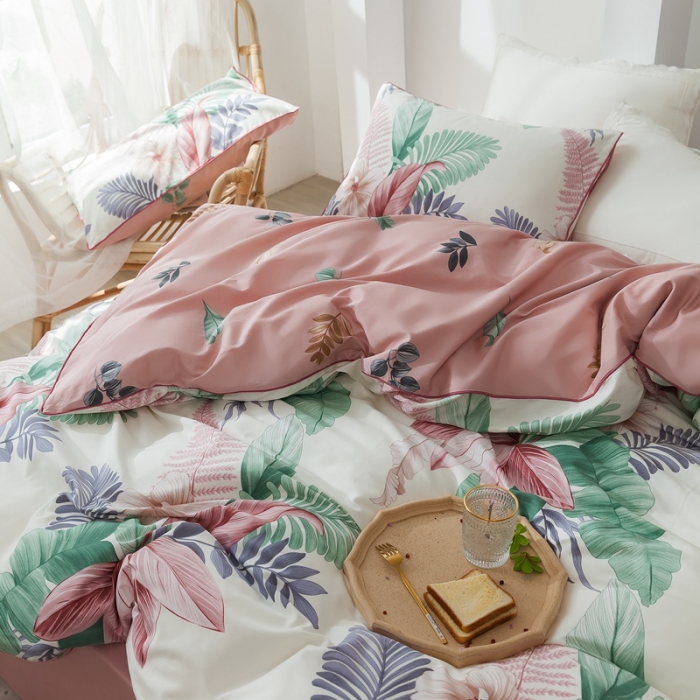 91家纺网 家纺一手货源 找家纺 星期八 2020新款全棉13372浪漫嵌条四件套系列 迷恋-米