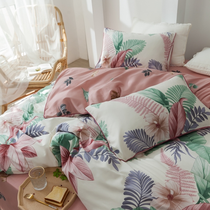 91家纺网 家纺一手货源 找家纺 星期八 2020新款全棉13372浪漫嵌条四件套系列 迷恋-米