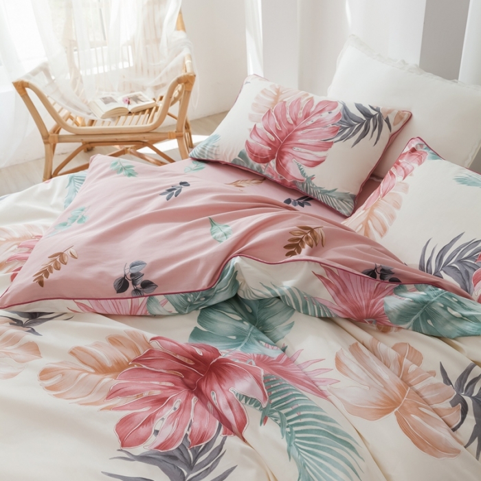 91家纺网 家纺一手货源 找家纺 星期八 2020新款全棉13372浪漫嵌条四件套系列 迷梦-米