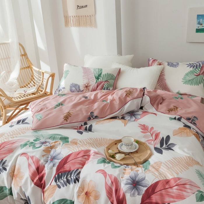 91家纺网 家纺一手货源 找家纺 星期八 2020新款全棉13372浪漫嵌条四件套系列 谜遇