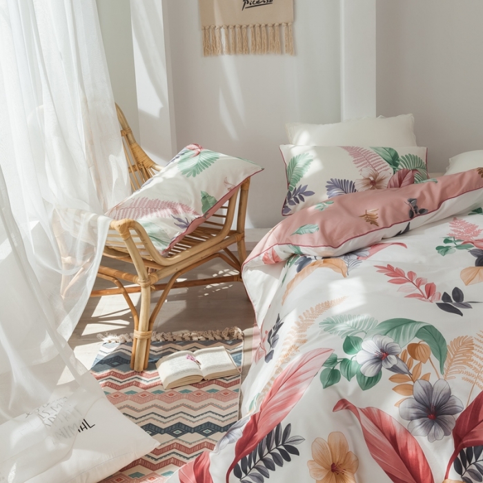 91家纺网 家纺一手货源 找家纺 星期八 2020新款全棉13372浪漫嵌条四件套系列 谜遇