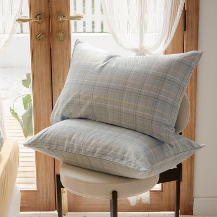 91家纺网 家纺一手货源 找家纺 仟网汇 2020新款单品全棉格纹枕套 方块蓝