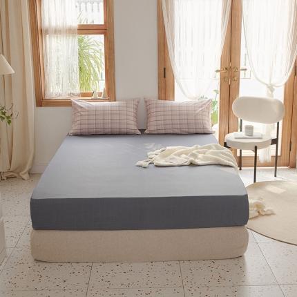 91家纺网 家纺一手货源 找家纺 仟网汇 2020新款单品全棉格纹单床笠单床单 方块粉