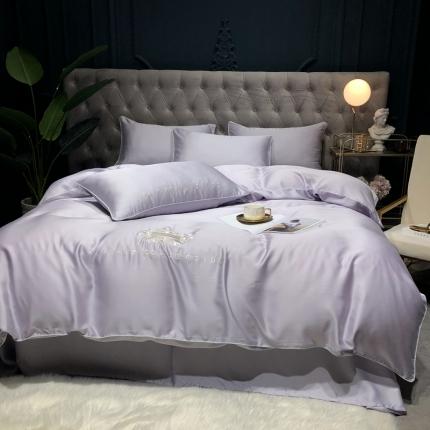 91家纺网 家纺一手货源 找家纺 馨蕊家居 2021新款80S兰精天丝罗拉四件套 高级灰