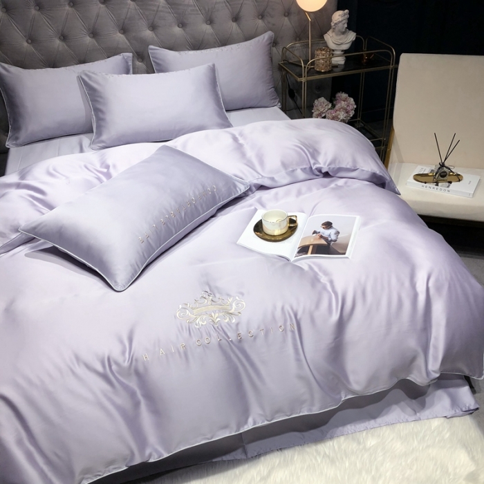 91家纺网 家纺一手货源 找家纺 馨蕊家居 2021新款80S兰精天丝罗拉四件套 高级灰