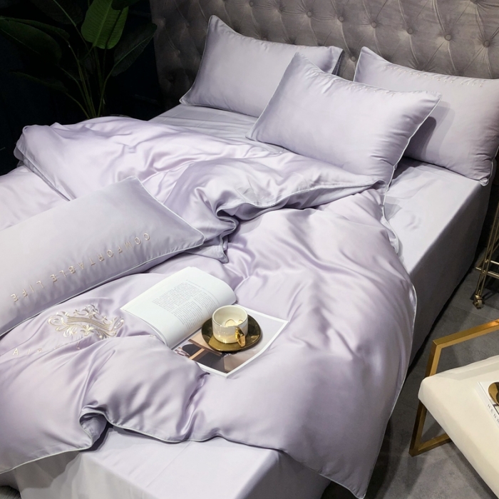 91家纺网 家纺一手货源 找家纺 馨蕊家居 2021新款80S兰精天丝罗拉四件套 高级灰