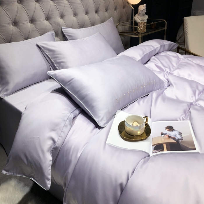 91家纺网 家纺一手货源 找家纺 馨蕊家居 2021新款80S兰精天丝罗拉四件套 高级灰