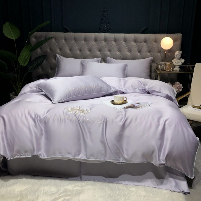 91家纺网 家纺一手货源 找家纺 馨蕊家居 2021新款80S兰精天丝罗拉四件套 高级灰