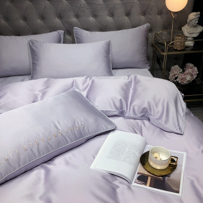 91家纺网 家纺一手货源 找家纺 馨蕊家居 2021新款80S兰精天丝罗拉四件套 高级灰