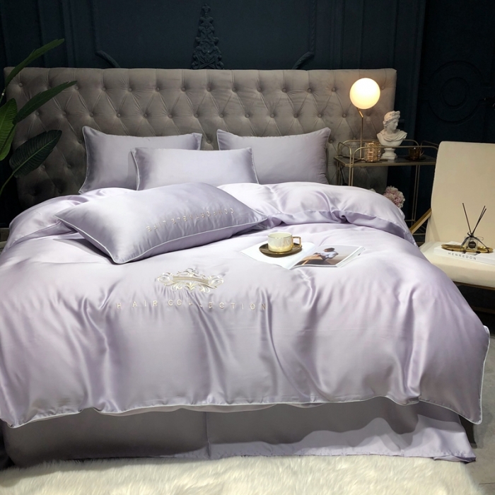 91家纺网 家纺一手货源 找家纺 馨蕊家居 2021新款80S兰精天丝罗拉四件套 高级灰