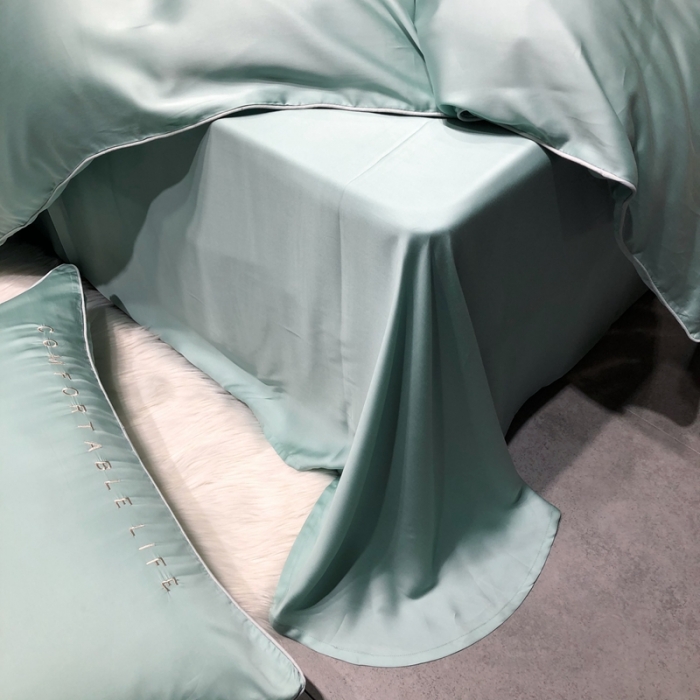 91家纺网 家纺一手货源 找家纺 馨蕊家居 2021新款80S兰精天丝罗拉四件套 绿石