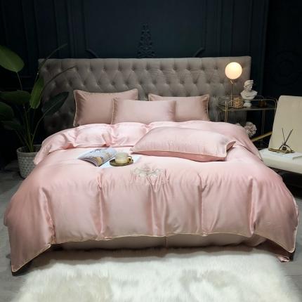 91家纺网 家纺一手货源 找家纺 馨蕊家居 2021新款80S兰精天丝罗拉四件套 藕粉