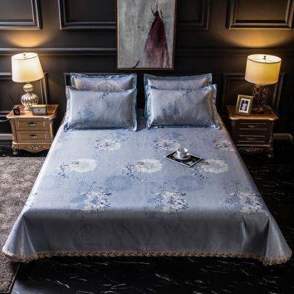 91家纺网 家纺一手货源 找家纺 懒猫家纺 2020新款600D床单款冰丝凉席 梦中花