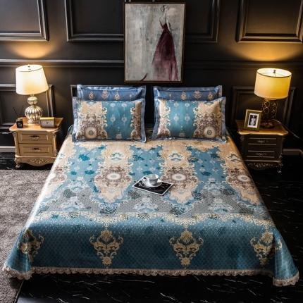 91家纺网 家纺一手货源 找家纺 懒猫家纺 2020新款600D床单款冰丝凉席 欧洲风情