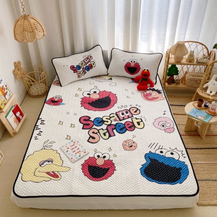 91家纺网 家纺一手货源 找家纺 萝莉家纺 数码印花水洗空调软席三件套天丝软席（欢乐芝麻街）