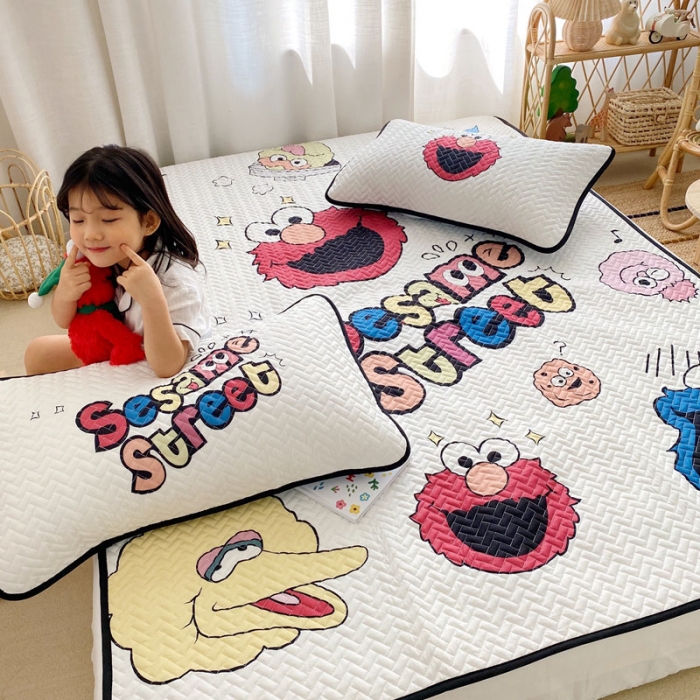 91家纺网 家纺一手货源 找家纺 萝莉家纺 数码印花水洗空调软席三件套天丝软席（欢乐芝麻街）