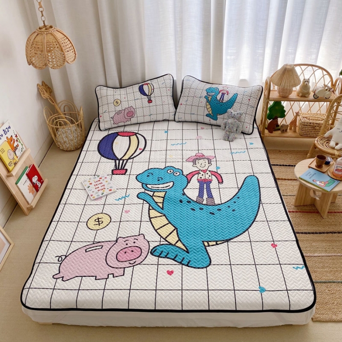 91家纺网 家纺一手货源 找家纺 萝莉家纺 数码印花水洗空调软席三件套（恐龙达人）