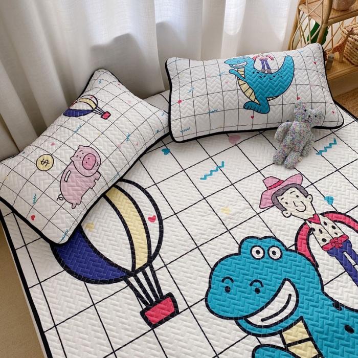 91家纺网 家纺一手货源 找家纺 萝莉家纺 数码印花水洗空调软席三件套（恐龙达人）