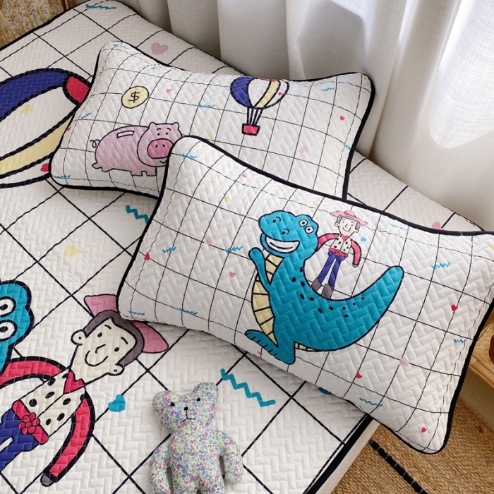 91家纺网 家纺一手货源 找家纺 萝莉家纺 数码印花水洗空调软席三件套（恐龙达人）