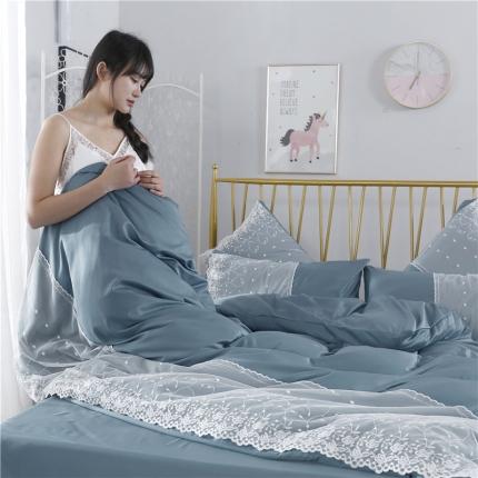 91家纺网 家纺一手货源 找家纺 （总）韩秀家纺 2024新款冰丝蕾丝水洗真丝四件套甜馨