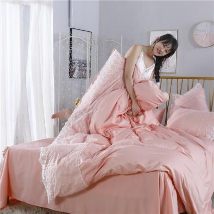 91家纺网 家纺一手货源 找家纺 （总）韩秀家纺 2024新款冰丝蕾丝水洗真丝四件套甜馨