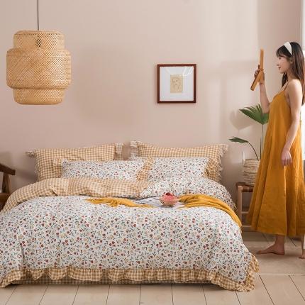 91家纺网 家纺一手货源 找家纺 忆生活 2020新款全棉韩版田园小碎花四件套小清新风格小时光