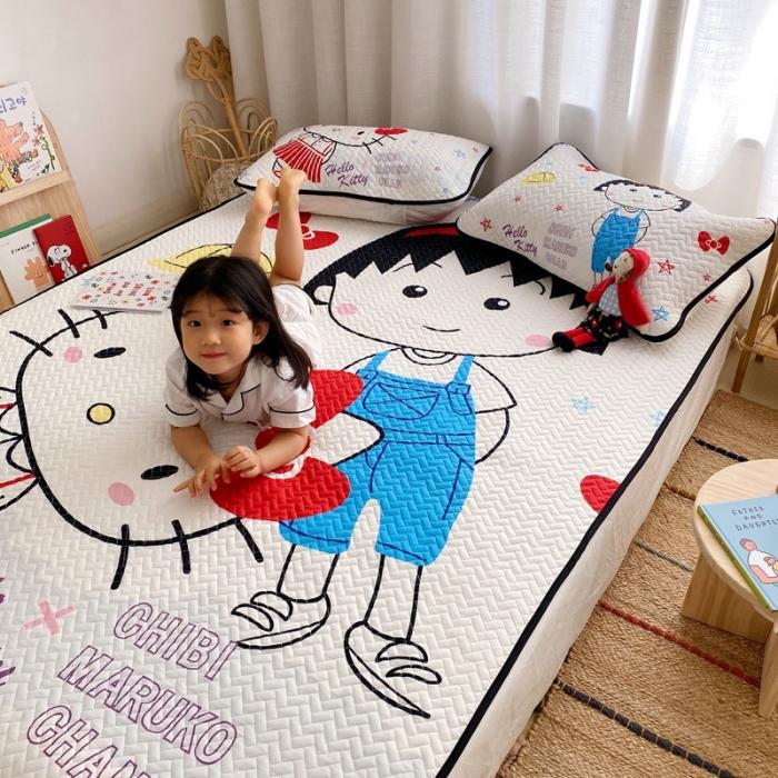 91家纺网 家纺一手货源 找家纺 萝莉家纺 数码印花水洗空调软席三件套（丸子与kt猫）