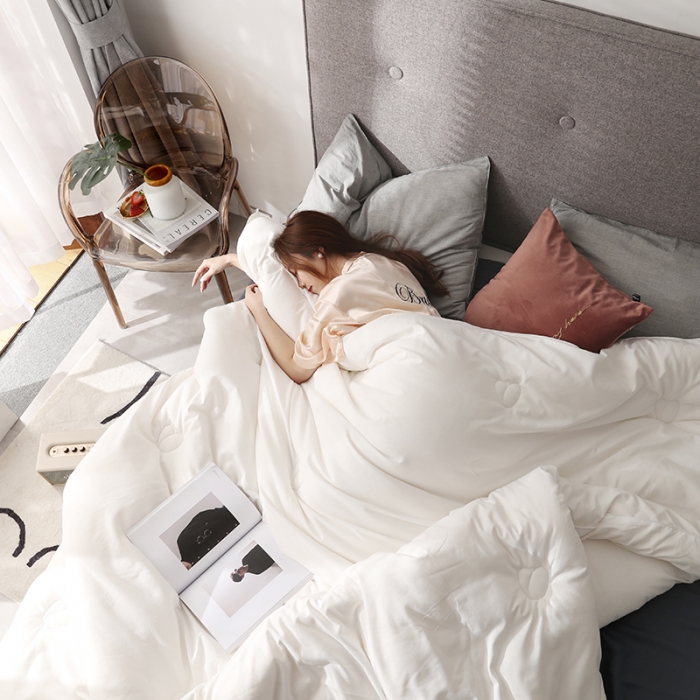 91家纺网 家纺一手货源 找家纺 巴宝路大豆暖芯纤维被春秋被四季薄被冬被学生被子母被 白