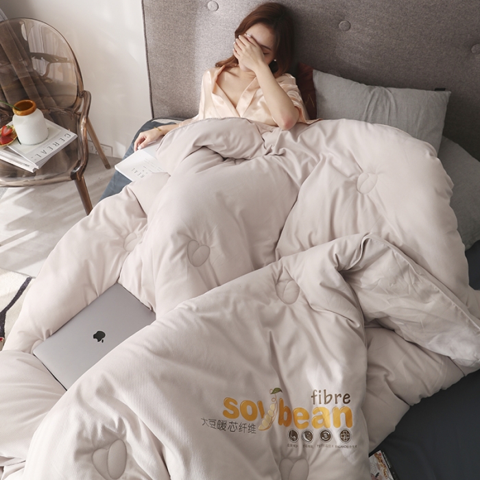 91家纺网 家纺一手货源 找家纺 暖芯纤维大豆被春秋被四季被薄被冬被学生被子母被被子被芯 卡其