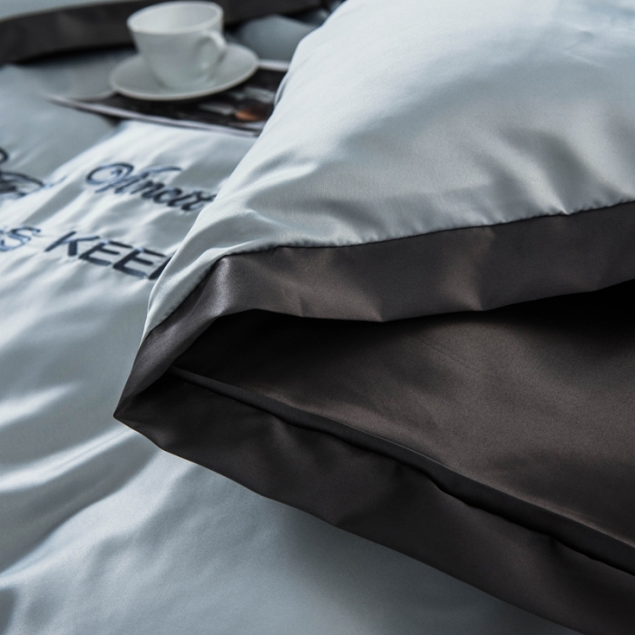 91家纺网 家纺一手货源 找家纺 欧冠家纺 2020爆款盛夏水洗真丝四件套 浅灰+深灰