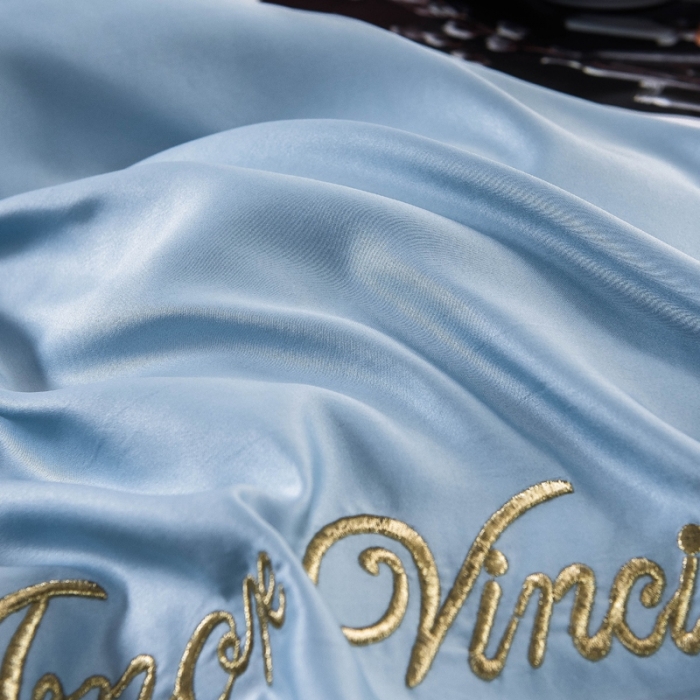 91家纺网 家纺一手货源 找家纺 欧冠家纺 2020爆款盛夏水洗真丝四件套 水蓝+香槟