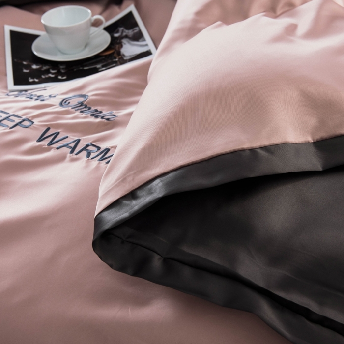 91家纺网 家纺一手货源 找家纺 欧冠家纺 2020爆款盛夏水洗真丝四件套 香槟+深灰