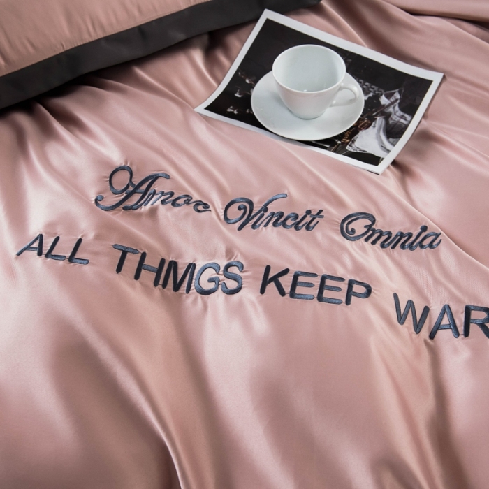 91家纺网 家纺一手货源 找家纺 欧冠家纺 2020爆款盛夏水洗真丝四件套 香槟+深灰