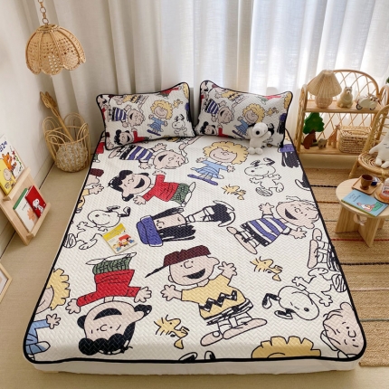 91家纺网 家纺一手货源 找家纺 萝莉家纺 数码印花水洗空调软席三件套天丝乳胶软席（史努比）