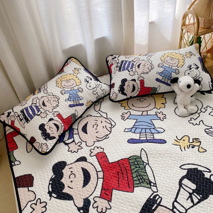 91家纺网 家纺一手货源 找家纺 萝莉家纺 数码印花水洗空调软席三件套天丝乳胶软席（史努比）