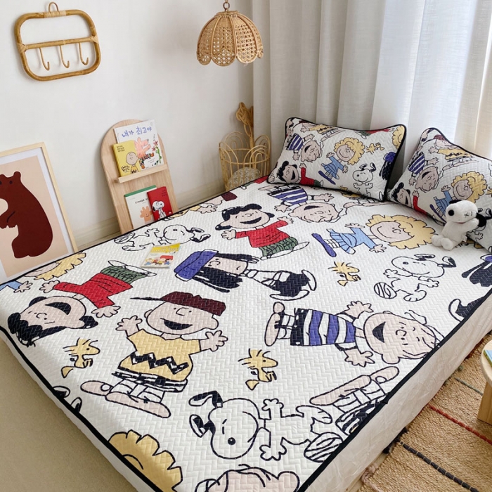 91家纺网 家纺一手货源 找家纺 萝莉家纺 数码印花水洗空调软席三件套天丝乳胶软席（史努比）