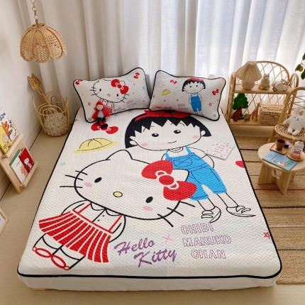 91家纺网 家纺一手货源 找家纺 萝莉家纺 数码印花水洗空调软席三件套（丸子与kt猫）