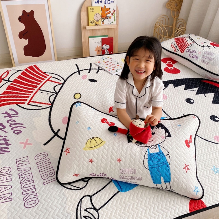 91家纺网 家纺一手货源 找家纺 萝莉家纺 数码印花水洗空调软席三件套（丸子与kt猫）