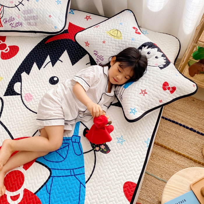 91家纺网 家纺一手货源 找家纺 萝莉家纺 数码印花水洗空调软席三件套（丸子与kt猫）