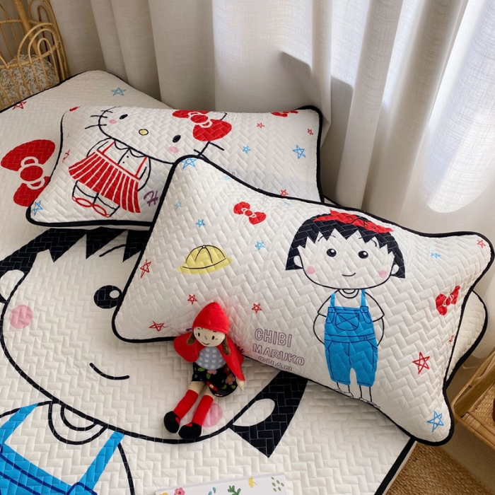 91家纺网 家纺一手货源 找家纺 萝莉家纺 数码印花水洗空调软席三件套（丸子与kt猫）