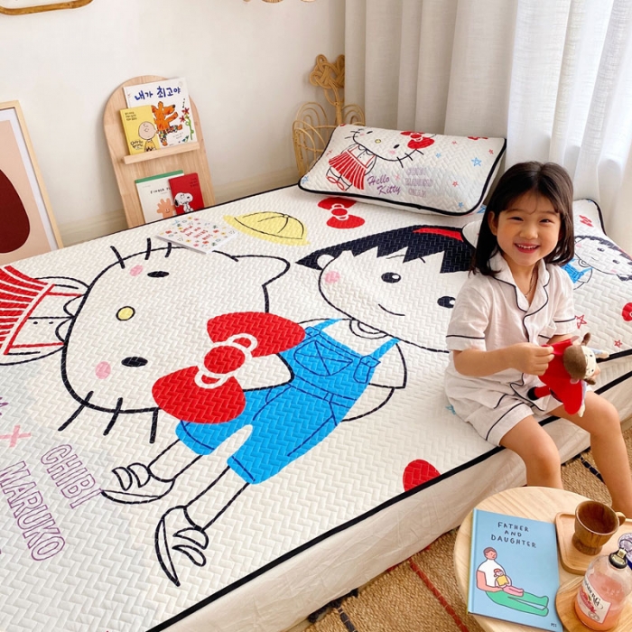 91家纺网 家纺一手货源 找家纺 萝莉家纺 数码印花水洗空调软席三件套（丸子与kt猫）