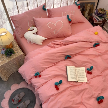 91家纺网 家纺一手货源 找家纺 2020实拍水洗棉工艺立体花全棉四件套