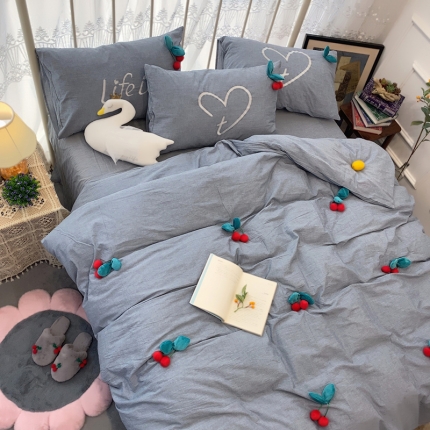 91家纺网 家纺一手货源 找家纺 2020实拍水洗棉工艺立体花全棉四件套